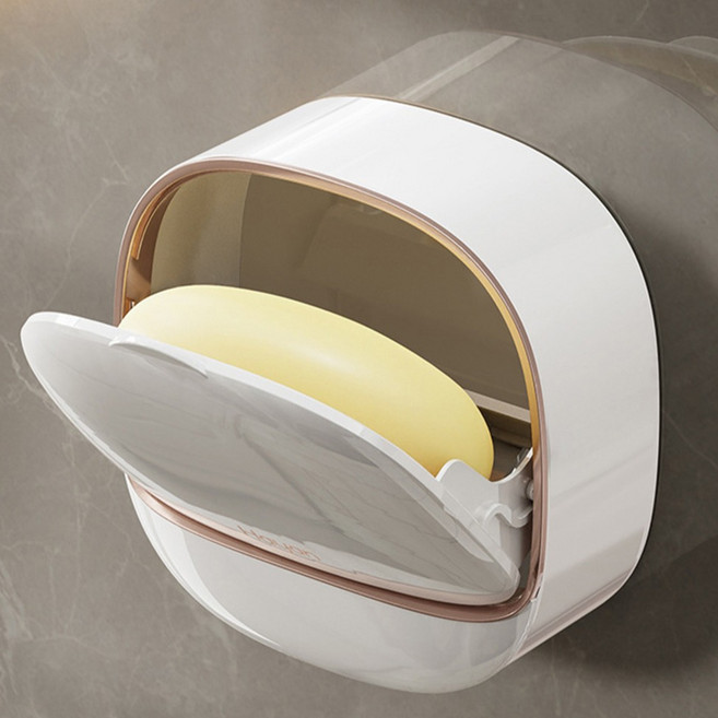 AKEIBY 免鑽孔高級型肥皂收納盒, 白色, 4個