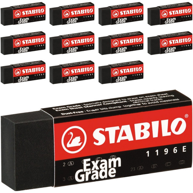 STABILO 思筆樂 Examination Grade 橡皮擦 12入組, 黑色, 1套