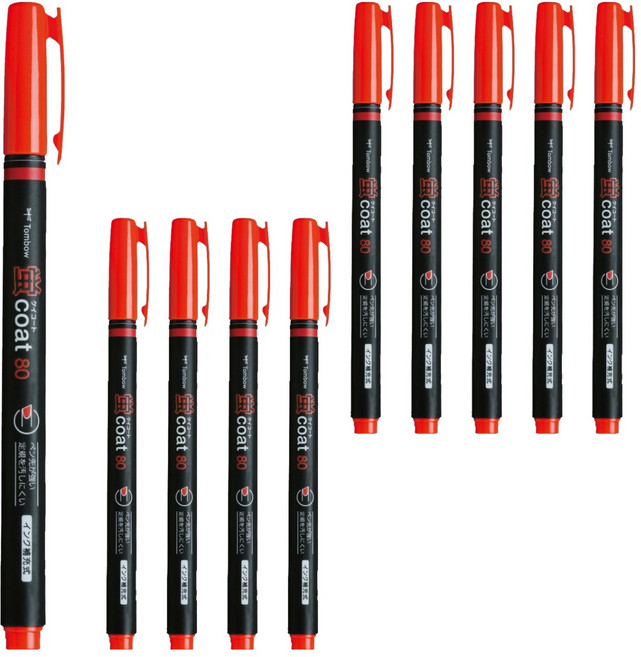 케이코트 단면 형광펜, 94 레드, 10개