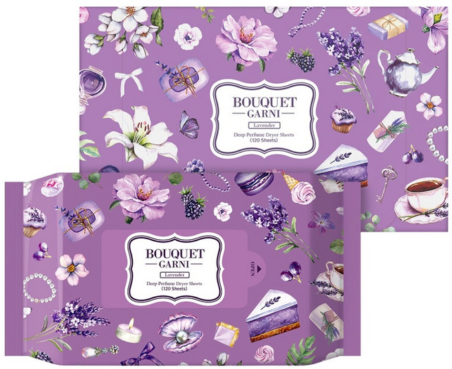 부케가르니 딥 퍼퓸 드라이시트 섬유유연제 라벤더 본품, 120개입, 1개