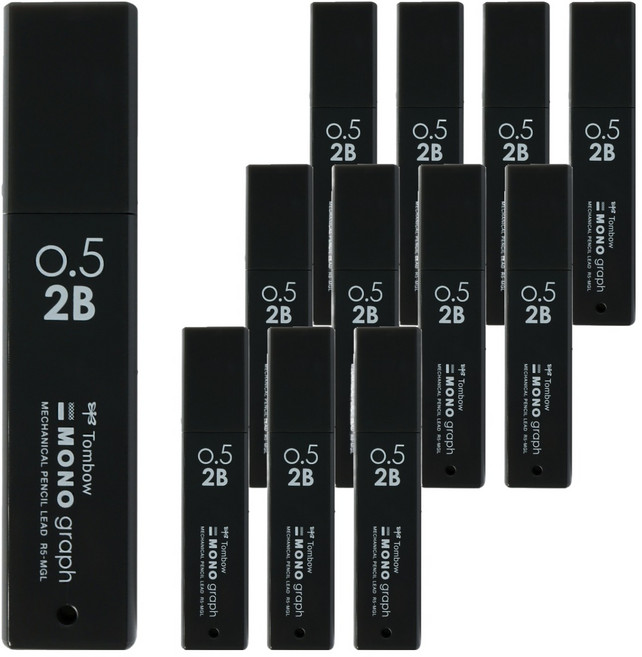 Tombow 蜻蜓牌 MONO Graph Light 自動鉛筆芯 2B 黑色, 12個, 0.5mm