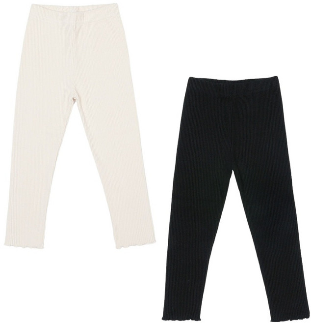 레인보우키즈 아동용 샤랄라 골지 셔링 레깅스 2종 세트