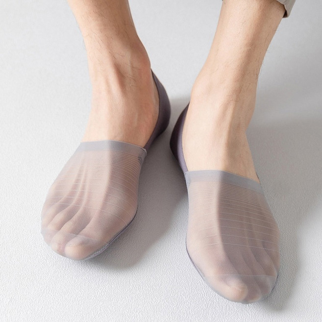 더시럽 남성용 하프 메쉬 무봉제 페이크삭스 2켤레