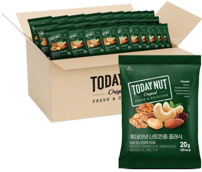 투데이넛 너트한줌 클래식, 20g, 80개