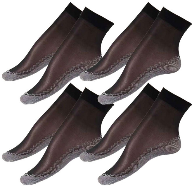 더시럽 여성용 얇은 땀흡수 패드 스타킹 발목 양말 4켤레