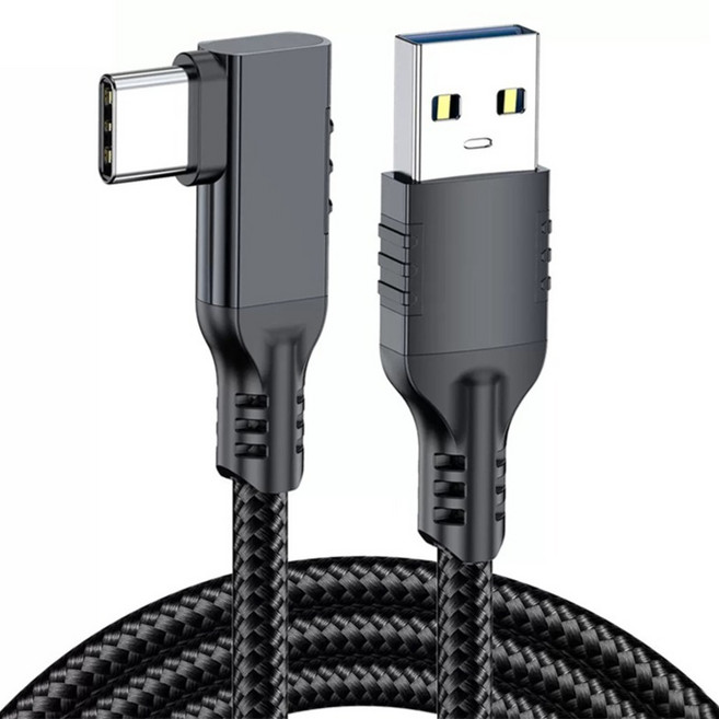 YTEK USB3.2 Gen2 A to C 10Gbps 高速充電彎頭傳輸線 60W VR Link / CarPlay / Android Auto YT-AC10L-15, 1個, 150cm