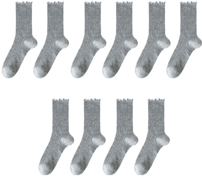 더시럽 여성용 얇은 메쉬라인 웨이브 발목 양말 5켤레