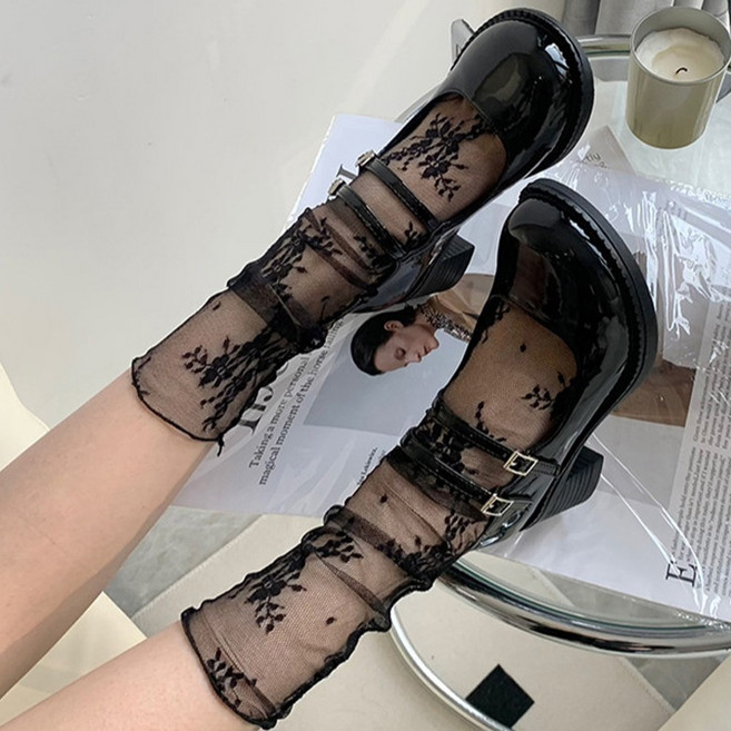 더시럽 여성용 메쉬 얇은 레이스 발목 양말 3켤레