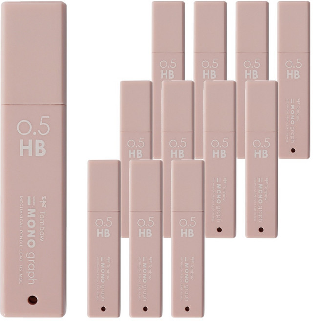 Tombow 蜻蜓牌 MONO Graph Light 自動鉛筆芯 HB 灰粉色, 12個, 0.5mm