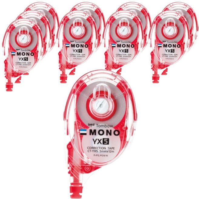 Tombow 蜻蜓牌 MONO YX 習字修正帶 5mm, 紅色, 10個