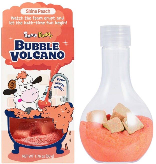 스노우버디 아동용 버블볼케이노 입욕제 샤인피치, 50g, 1개