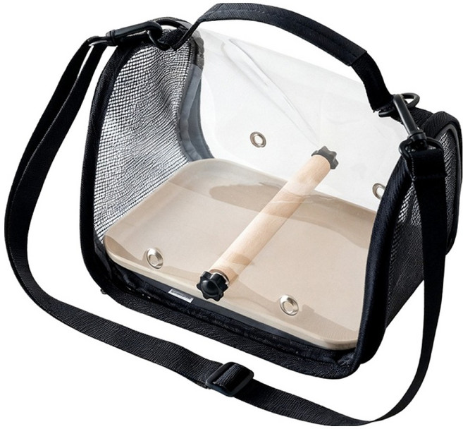 랜보어 앵무새 클리어 컬러 이동가방 FREE, 블랙, 1개