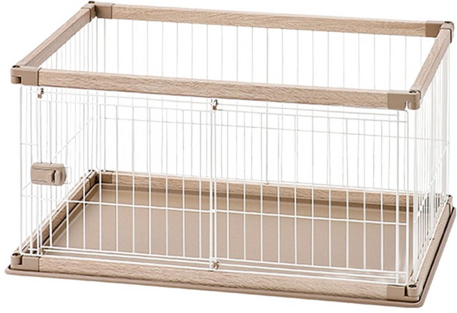 아이리스 강아지 우디 펫 울타리 펜스 케이지 PWSR‑960LV, 화이트 베이지, 1개