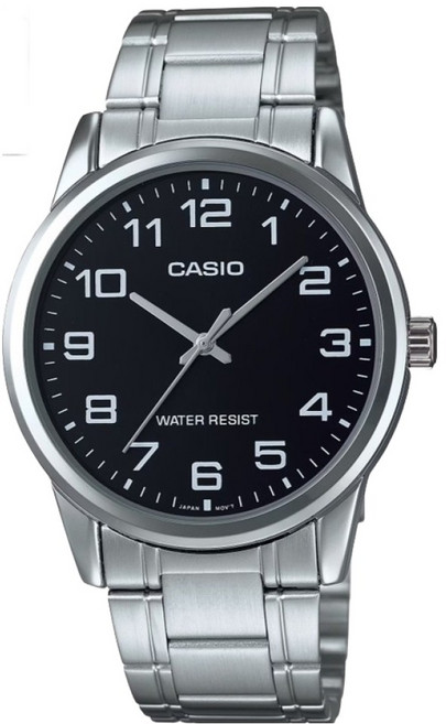 카시오 남성용 쿼츠 메탈 손목시계 MTP-V001D-1B + 배터리교환권 세트