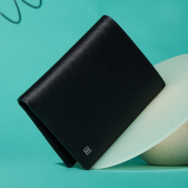 DAKS 牛皮 Didi Logo 裝飾鈔票收納卡夾 DBHO6EE25BK