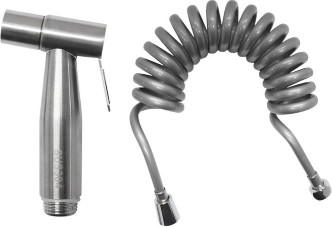 미리내 SUS 스프레이 욕실 청소건 + 코일호스 3m 세트, 실버, 1세트