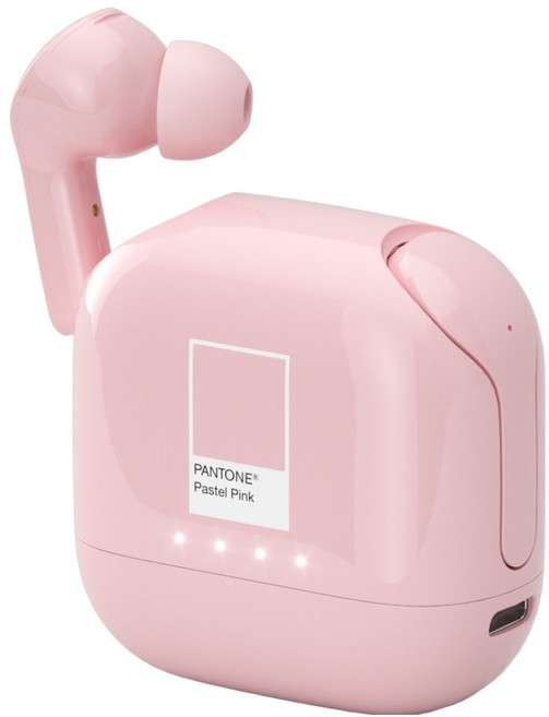 PANTONE 커널형 ENC 노이즈캔슬링 보조배터리 2000mAh 겸용 갤럭시 아이폰 호환 C타입 충전 무선 블루투스 이어폰, 파스텔 핑크, PTB-05