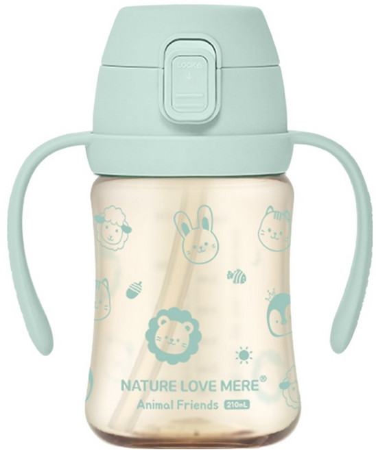 네이쳐러브메레 애니멀프렌즈 PPSU 원터치 빨대컵, 210ml, 1개, 후레쉬민트