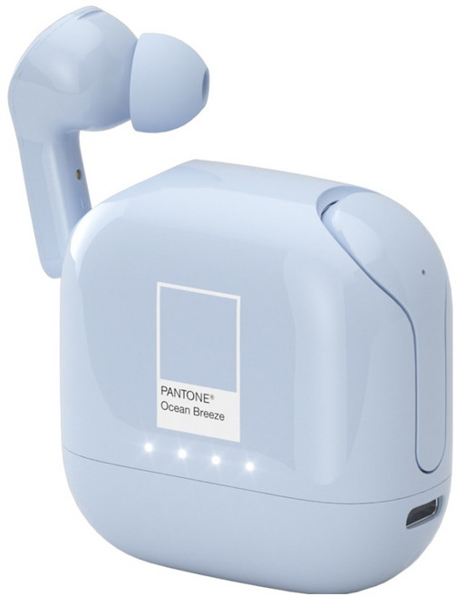 PANTONE 커널형 ENC 노이즈캔슬링 보조배터리 2000mAh 겸용 갤럭시 아이폰 호환 C타입 충전 무선 블루투스 이어폰, 오션 브리즈, PTB-05