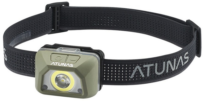 ATUNAS 歐都納 閃電頂規輕量防水頭燈 鋰電池 + 乾電池 2用 A1LIGZ02N 60.5 x 44.5 x 38.6mm, 軍綠色, 1個