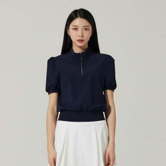 HALEY 女款半拉鍊泡泡袖短袖T恤 HSAKT1004