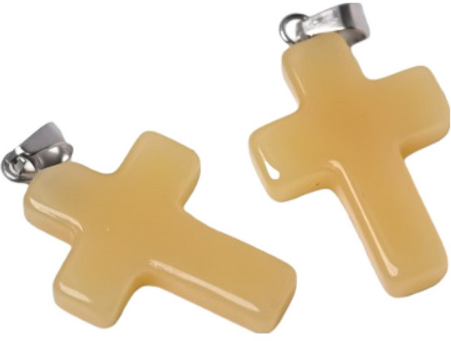 미소로운 미니 십자가 펜던트, 옐로우, 2개