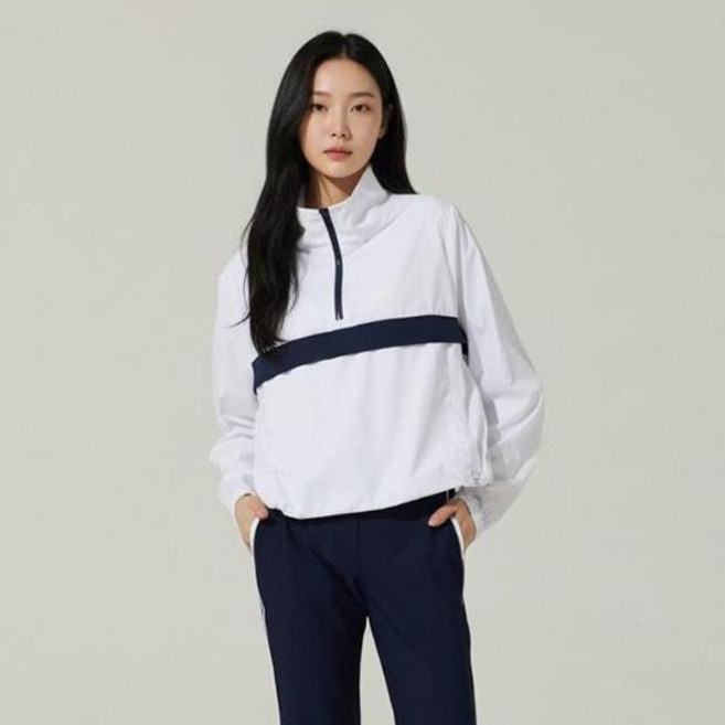 HALEY 女款半拉鍊撞色線條防風套頭衫 HSAWO1006