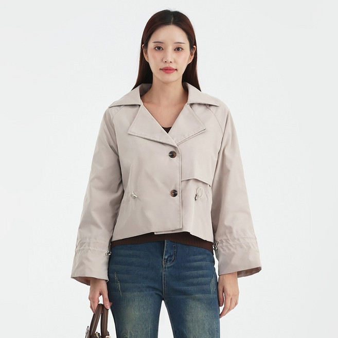 엘쏘 여성용 스트링 포인트 숏 트렌치 점퍼
