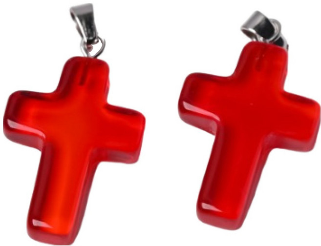 미소로운 미니 십자가 펜던트, 투명레드, 2개