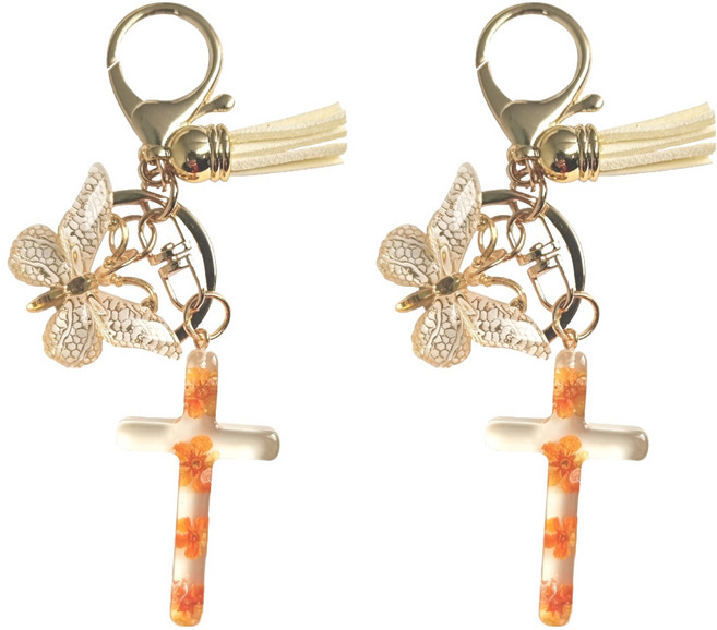 미소로운 여성용 가방 십자가 키링, 화이트, 2개