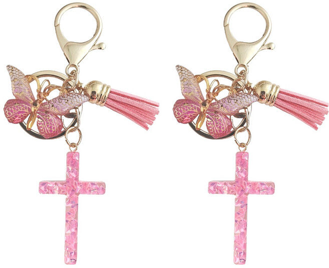 미소로운 여성용 가방 십자가 키링, 핑크, 2개