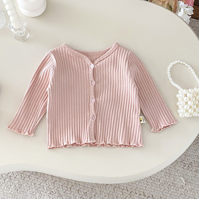 스타도어 유아용 골지 파스텔 프릴엣지 가디건