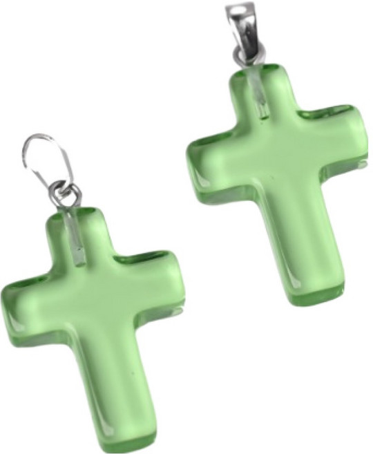 미소로운 미니 십자가 펜던트, 투명그린, 2개