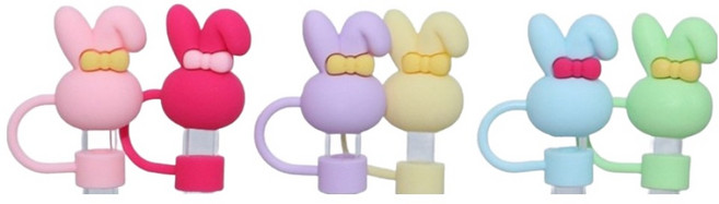 오템 텀블러 토끼 빨대마개 10mm, 1개, 6개입