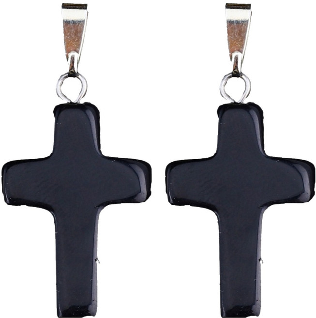 미소로운 십자가 펜던트, 블랙, 2개