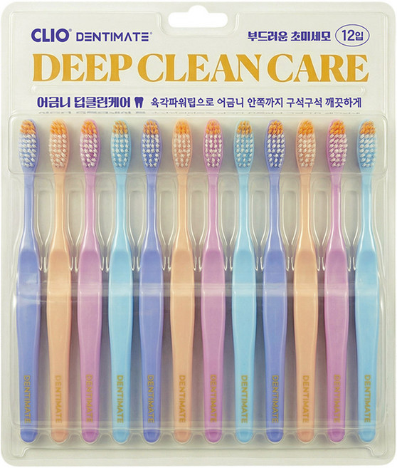 크리오 덴티메이트 딥클린케어 육각 파워팁 어금니 초미세모 칫솔 4종 x 3p 세트, 1세트