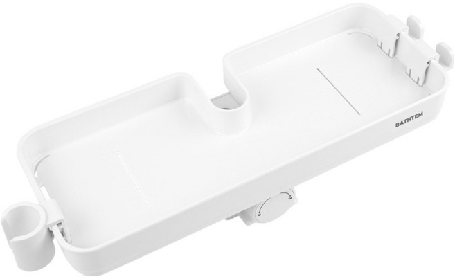 바스템 무타공 간편설치 슬라이드바 욕실 선반 무광, 화이트, 1개