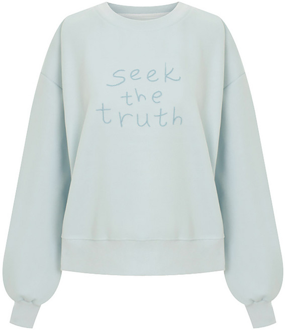 샐리 자수 레터링 라운드 맨투맨 I6A-CTS015