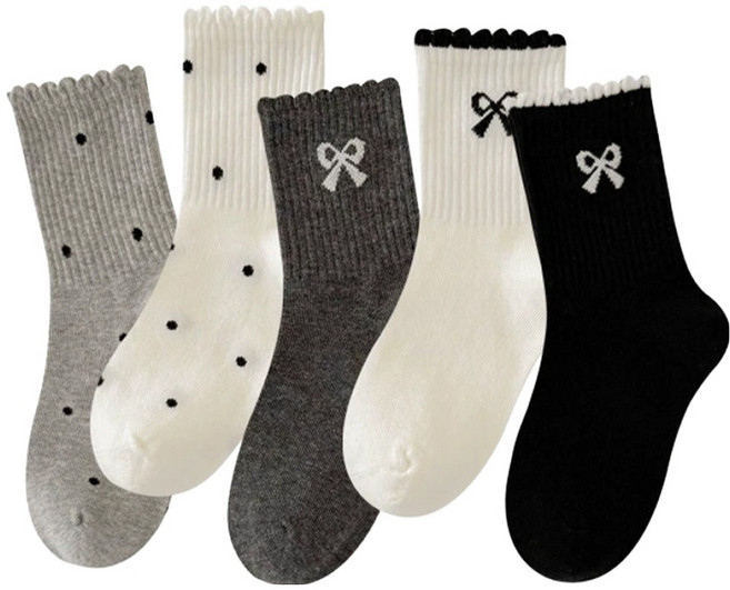 IBboom 兒童小蝴蝶結圓點襪5雙組 J84