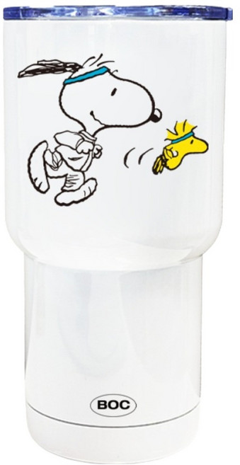 보퀴진 스누피 러닝 스포츠 이중진공 스텐 대용량 텀블러, 1개, 600ml, 화이트