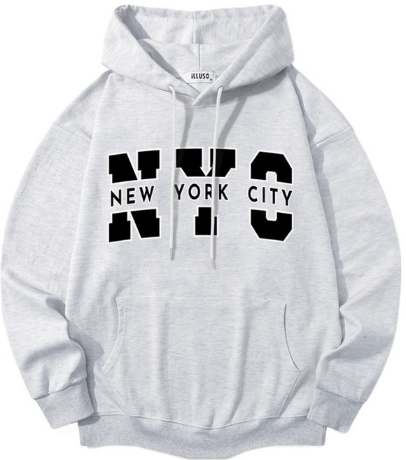 일루소 남녀공용 소프트 특양면 NYC뉴욕시티 후드티