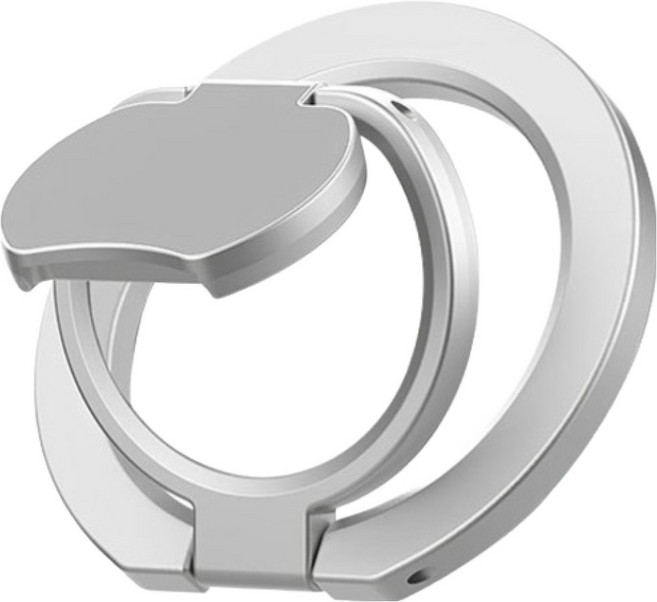 더조은셀러 맥세이프 360도 회전 3in1 슬림 양면자석 스마트링 노치타입 2단 접이식 스탠드 거치대, 실버, 1개