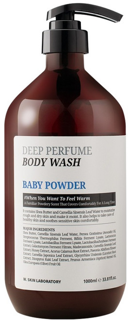 더블유피부연구소 딥 퍼퓸 바디워시 베이비파우더향, 1L, 1개