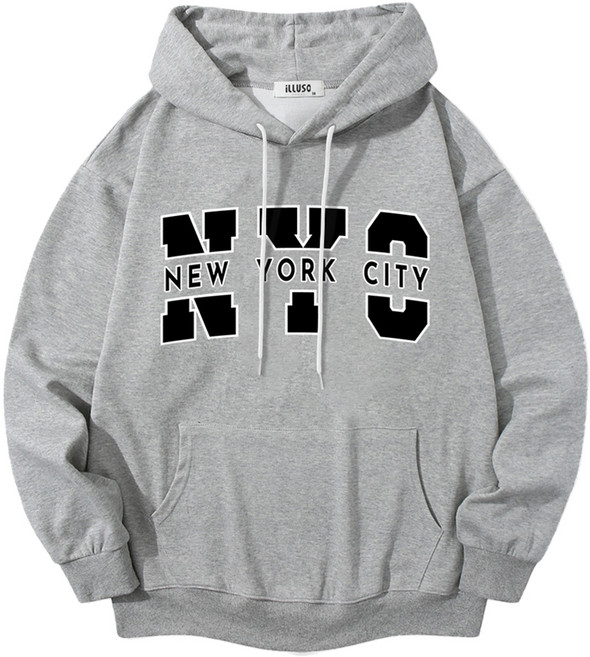 일루소 남녀공용 소프트 특양면 NYC뉴욕시티 후드티