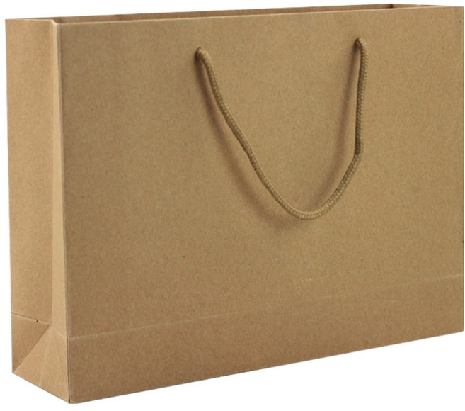아이엔피 둥근끈 기프트 쇼핑백 가로형, 크라프트, 5개