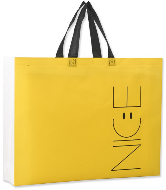 아이엔피다용도코팅부직포핸들숄더백, 옐로우NICE스마일, 10개