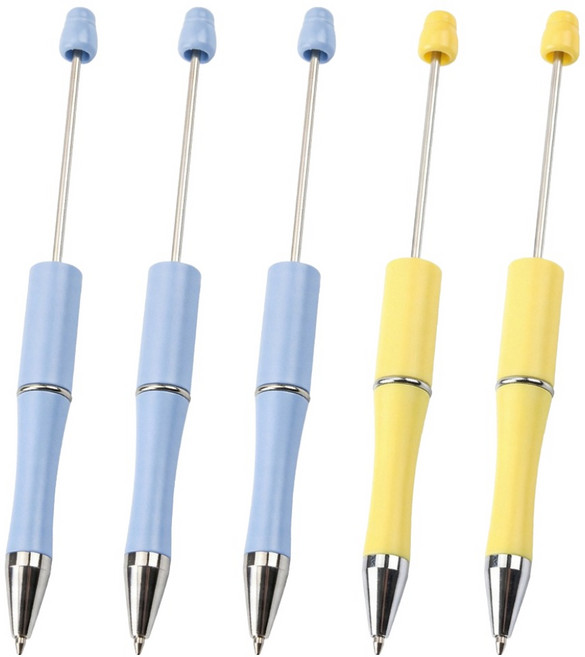디자인랩 DIY 비즈 꾸미기 볼펜대 베이직 클라우드블루 3p + 버터옐로우 2p 세트, 클라우드블루, 버터옐로우, 1세트