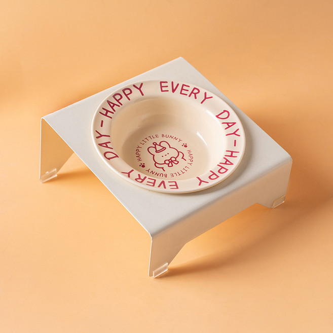 파스텔펫 반려동물 해피 래빗 세라믹식기, 아이보리, 1개