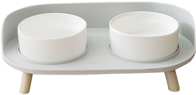 미스터추추 반려동물 듀오 보울 세라믹식기, 그레이, 1개