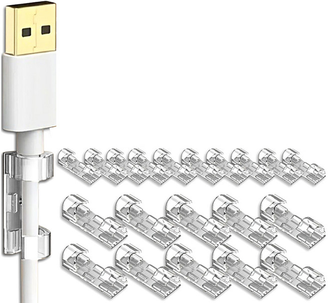 아케이바이 케이블 정리 클립 2종 x 10p 세트, 투명, 1세트